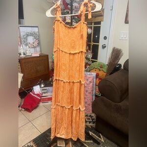 Orange Tiered Maxi Dress